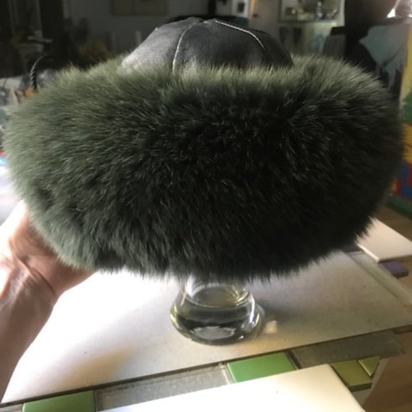 Fur hat, genuine leather top and fur - Picture 2 of 5
